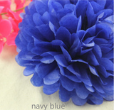 30pcs Tissue Paper Pom Poms - Navy Blue White