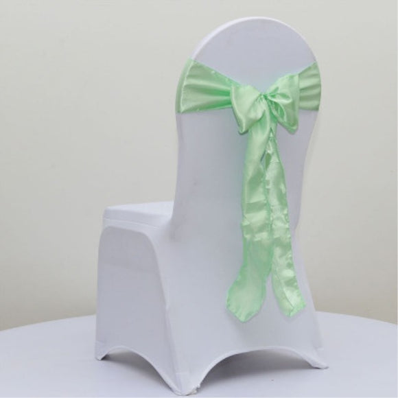 Fresh Green Satin Chair Sashes Table Runners