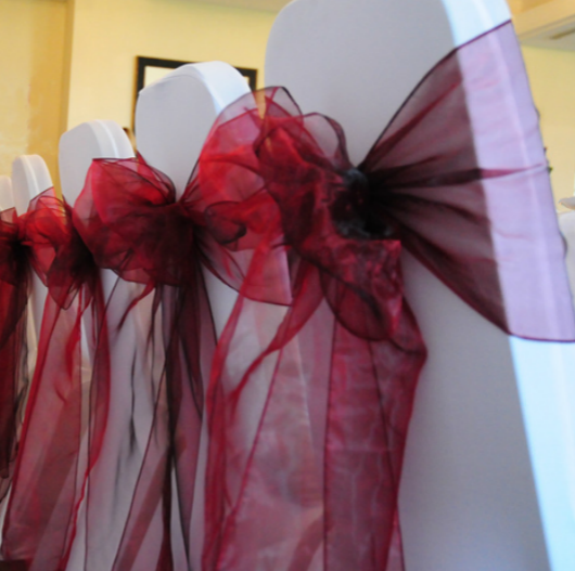 Burgundy Organza Chair Sashes Table Runners