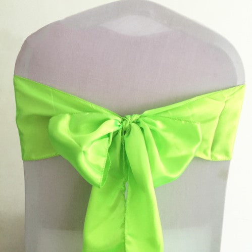 Neon Green Satin Chair Sashes Table Runners