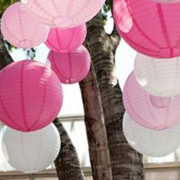30x 30cm White Pinks Paper Lanterns