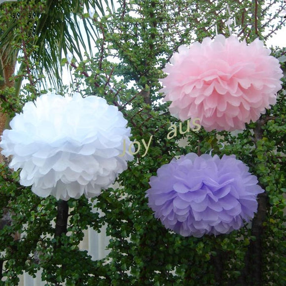 30pcs Tissue Paper Pom Poms - Pink White Lilac