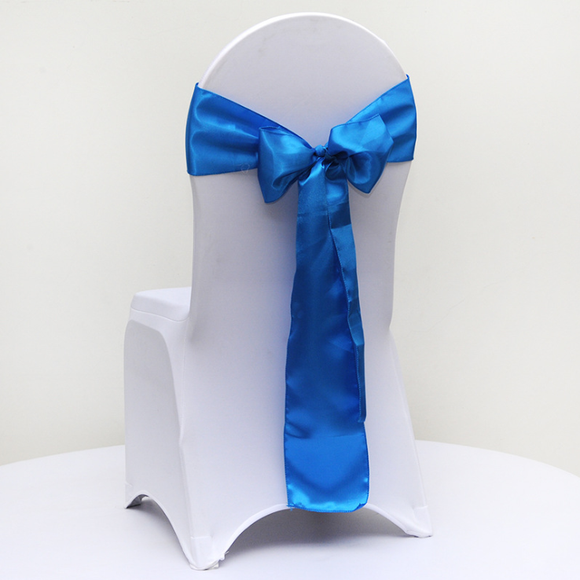 Blue Satin Chair Sashes Table Runners