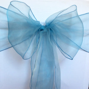 Dusty Blue Organza Chair Sashes Table Runners