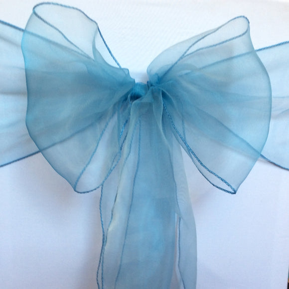 Dusty Blue Organza Chair Sashes Table Runners