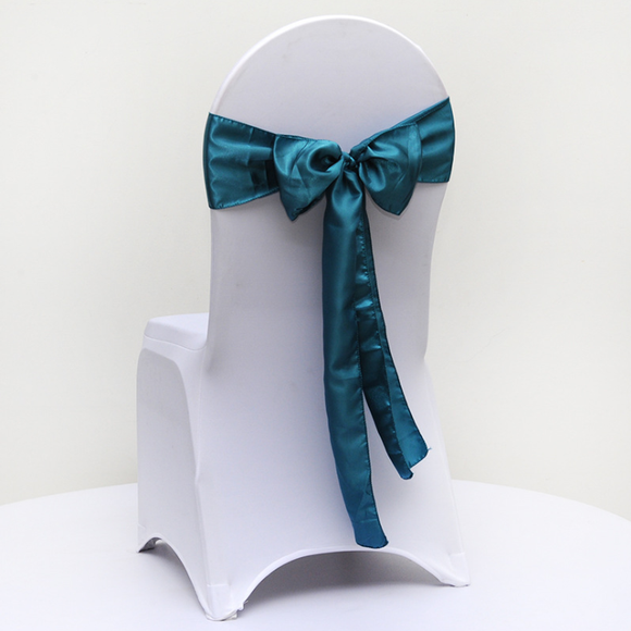 Teal Blue Satin Chair Sashes Table Runners