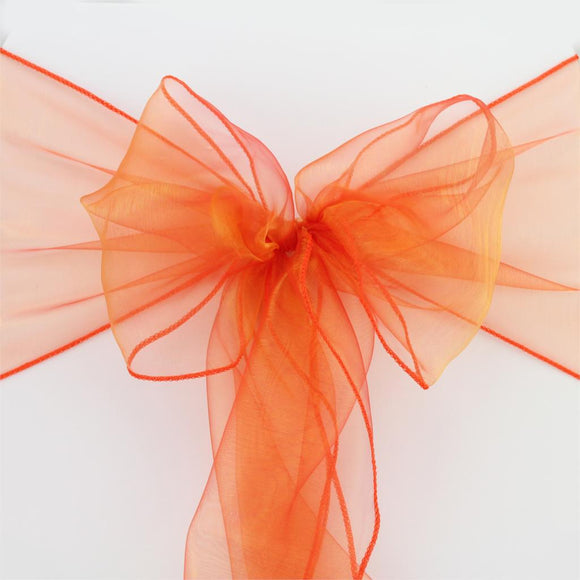 Red Orange Organza Chair Sashes Table Runners