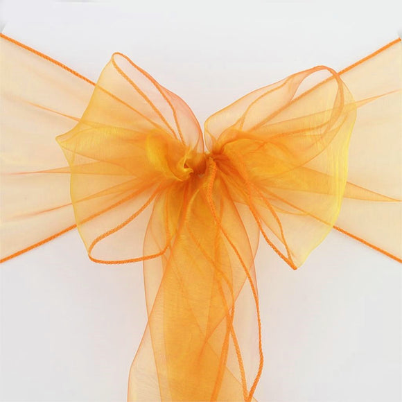 Orange Organza Chair Sashes Table Runners