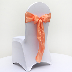 Peach Satin Chair Sashes Table Runners