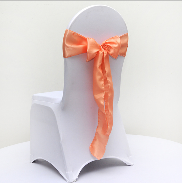 Peach Satin Chair Sashes Table Runners