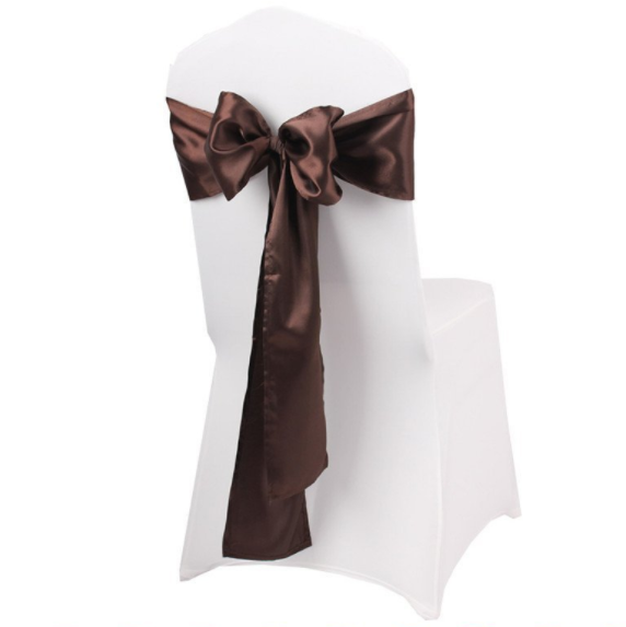 Brown Satin Chair Sashes Table Runners