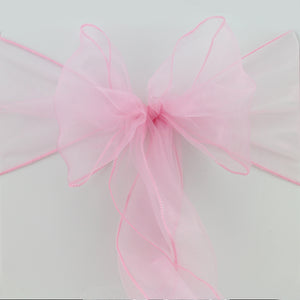 Pink Organza Chair Sashes Table Runners