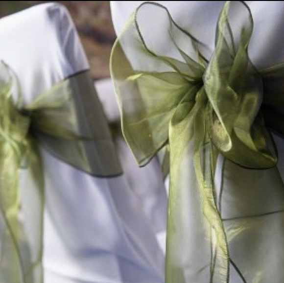 Olive Green Organza Chair Sashes Table Runners