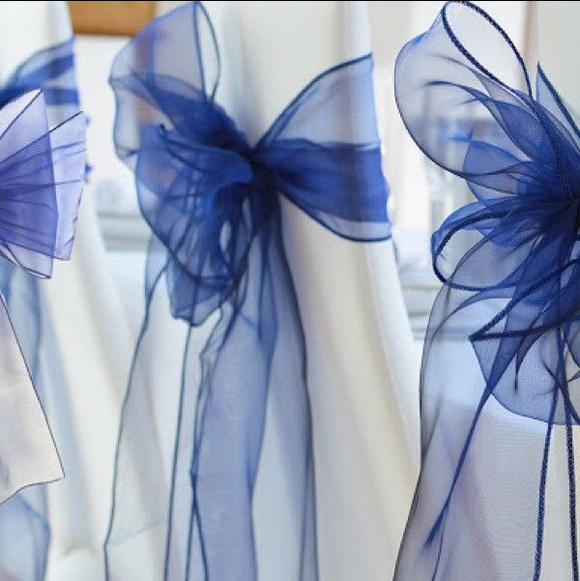 Navy Blue Organza Chair Sashes Table Runners