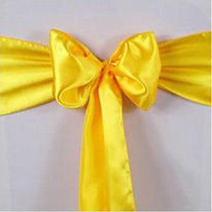 Gold Yellow Satin Chair Sashes Table Runners
