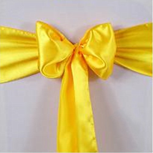 Gold Yellow Satin Chair Sashes Table Runners