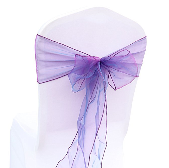 Cadbury Purple Organza Chair Sashes Table Runners