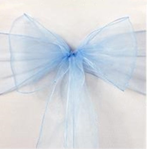 Light Blue Organza Chair Sashes Table Runners