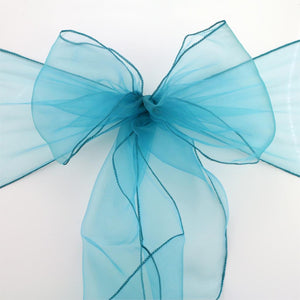 Teal Blue Organza Chair Sashes Table Runners