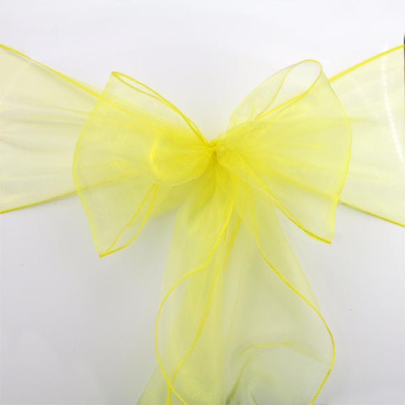 Yellow Organza Chair Sashes Table Runners