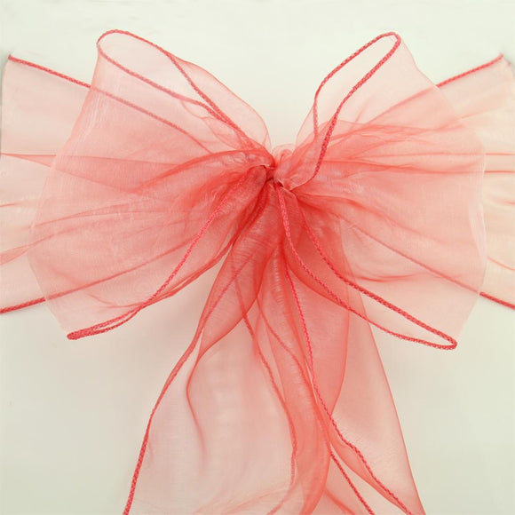 Coral Organza Chair Sashes Table Runners