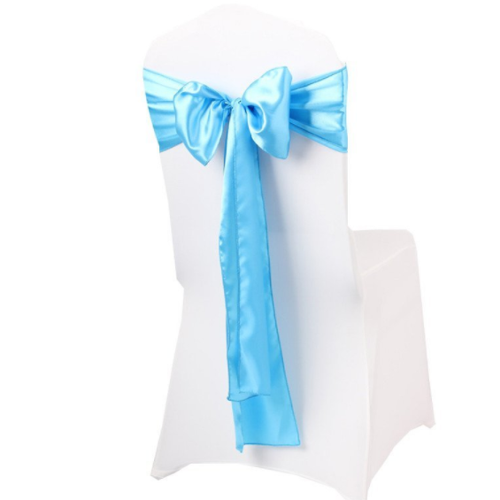 Turquoise Satin Chair Sashes Table Runners