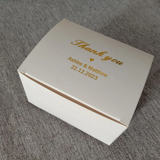 100 White Favor Boxes Foil Personalized Wordings