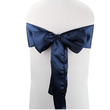 Navy Blue Satin Chair Sashes Table Runners