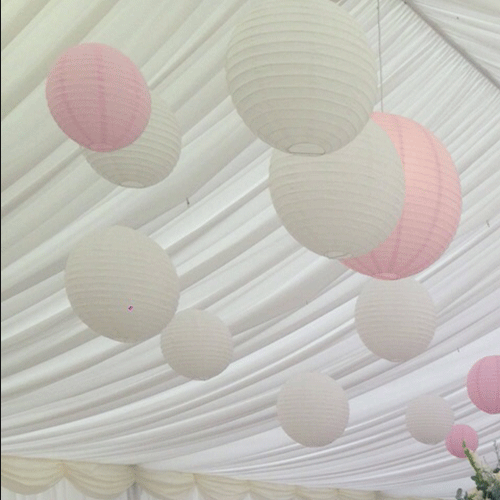 Pink and white lanterns deals