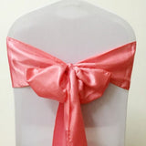 Coral Satin Chair Sashes Table Runners