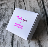 100 White Favor Boxes - Rose Gold Foil Personalized Wordings