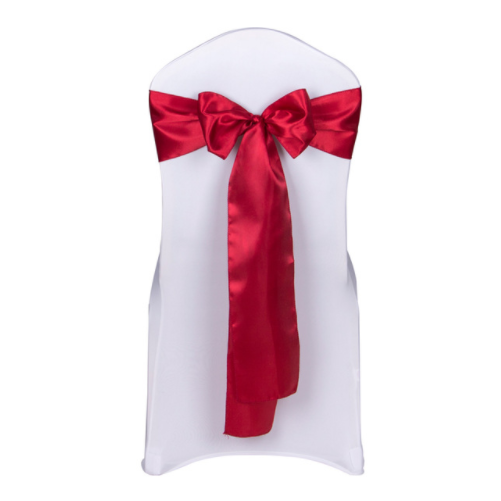 Dark Red Satin Chair Sashes Table Runners