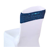 Navy Blue Spandex Sequin Glitter Chair Bands