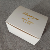 100 White Favor Boxes Foil Personalized Wordings