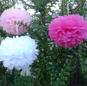 30pcs Tissue Paper Pom Poms - Pinks White