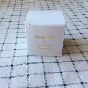 100 White Favor Boxes Gold Foil Personalized Wordings