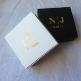 100 White Black Personalized Rose Gold Foil Wording Favor Boxes