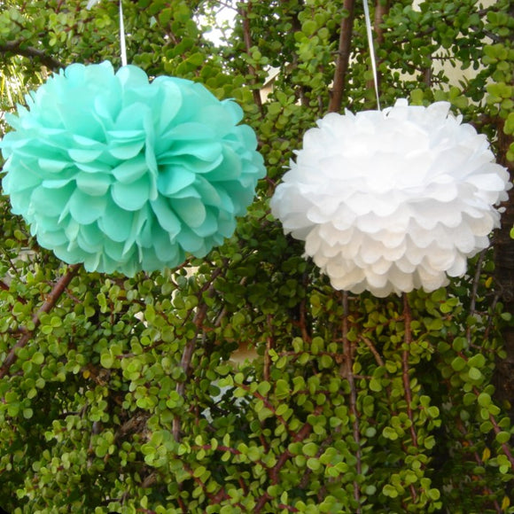 30pcs Tissue Paper Pom Poms - Tiffany White