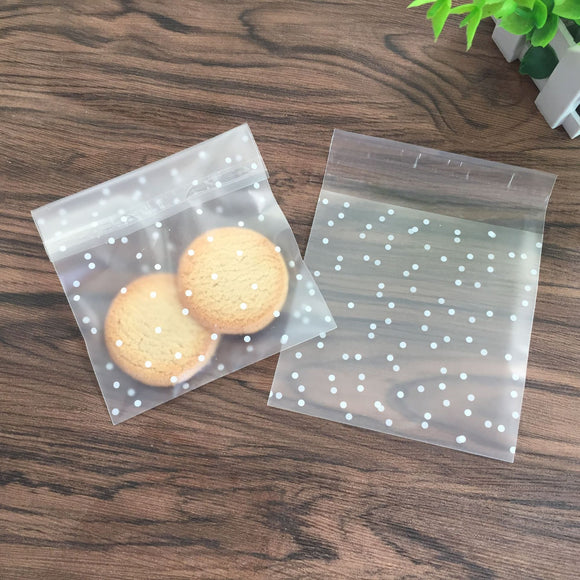 200 Plastic Cookie Donut Bags With Dots