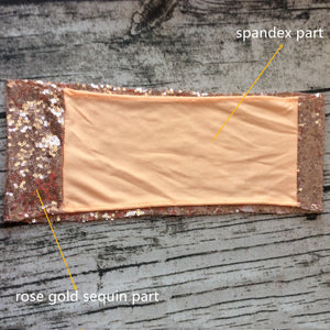 Rose Gold  Silver Spandex Sequin Glitter Chair Sashes Bands