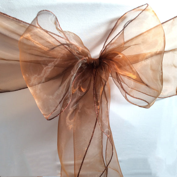 Brown Organza Chair Sashes Table Runners