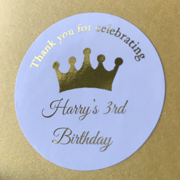 100 White Personalized Birthday Sticker Foil Wording