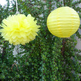 Yellow Paper Lanterns & Pom Poms