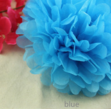 White Paper Lanterns & Blue Pom Poms