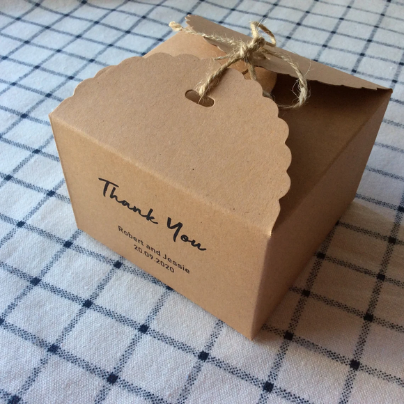 100 Kraft Wedding Favor Boxes Personalized Wordings