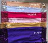 Rose Gold  Silver Spandex Sequin Glitter Chair Sashes Bands