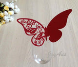 Table Name Cards - Burgundy Butterfly