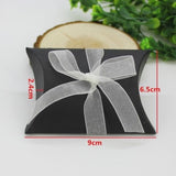 100 Black Pillow Shape Personalized Favor Boxes Stickers