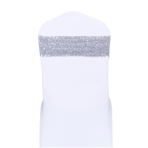 Sequin Glitter Chair Bands - Silver