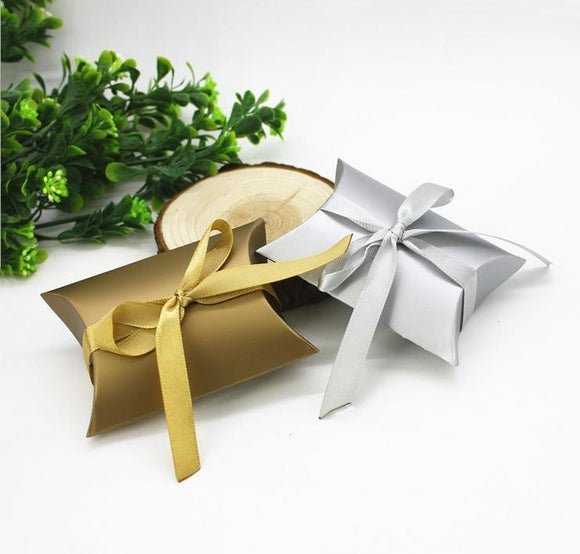 Gold Silver Pillow Favor Boxes